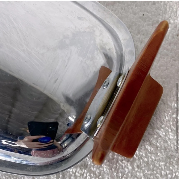 Vintage Glo Hill Gourmates Chrome Serving Tray With Brown Bakelite Accents - Picture 6 of 8